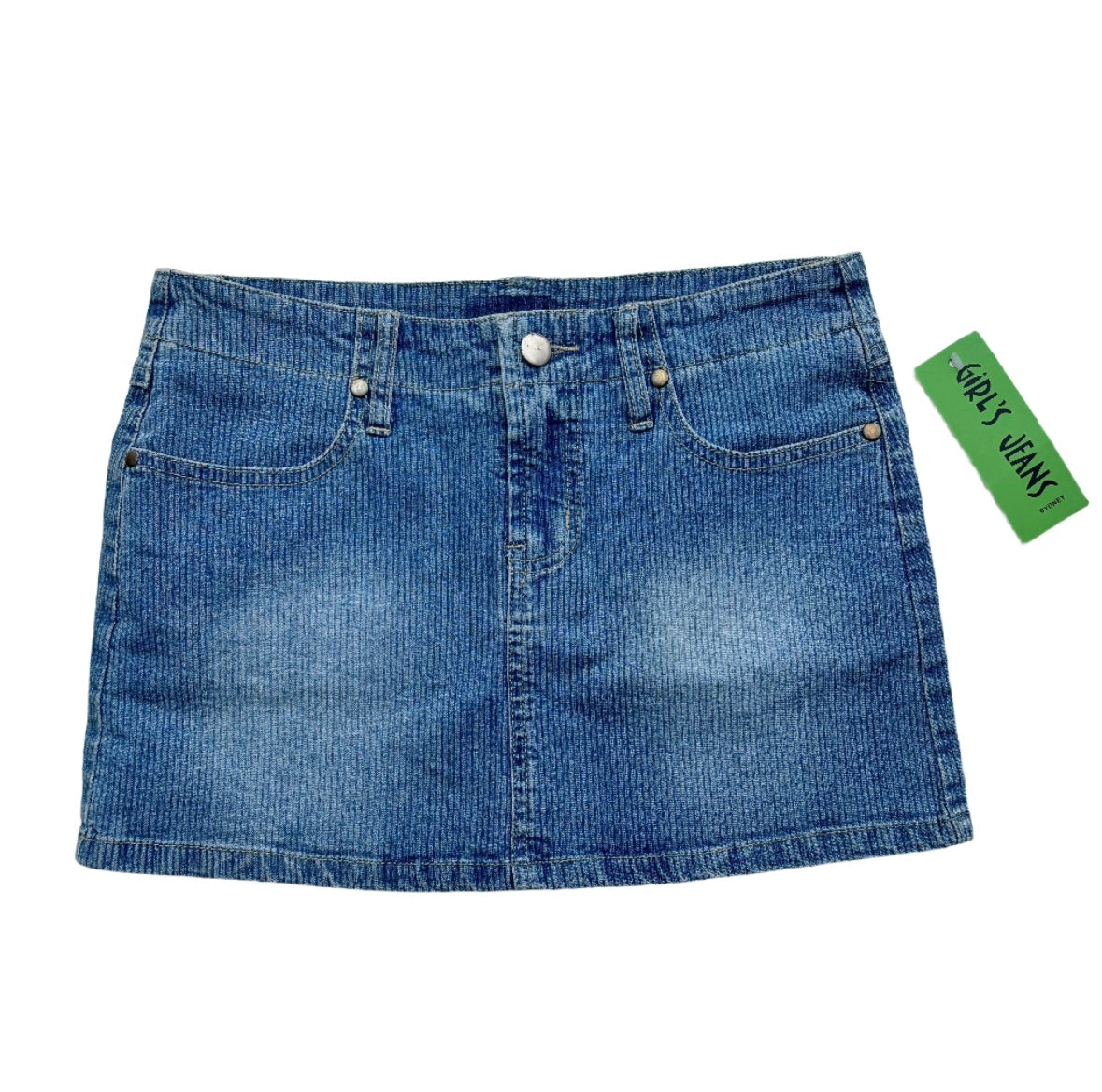 Ribbed Denim Mini Skirt