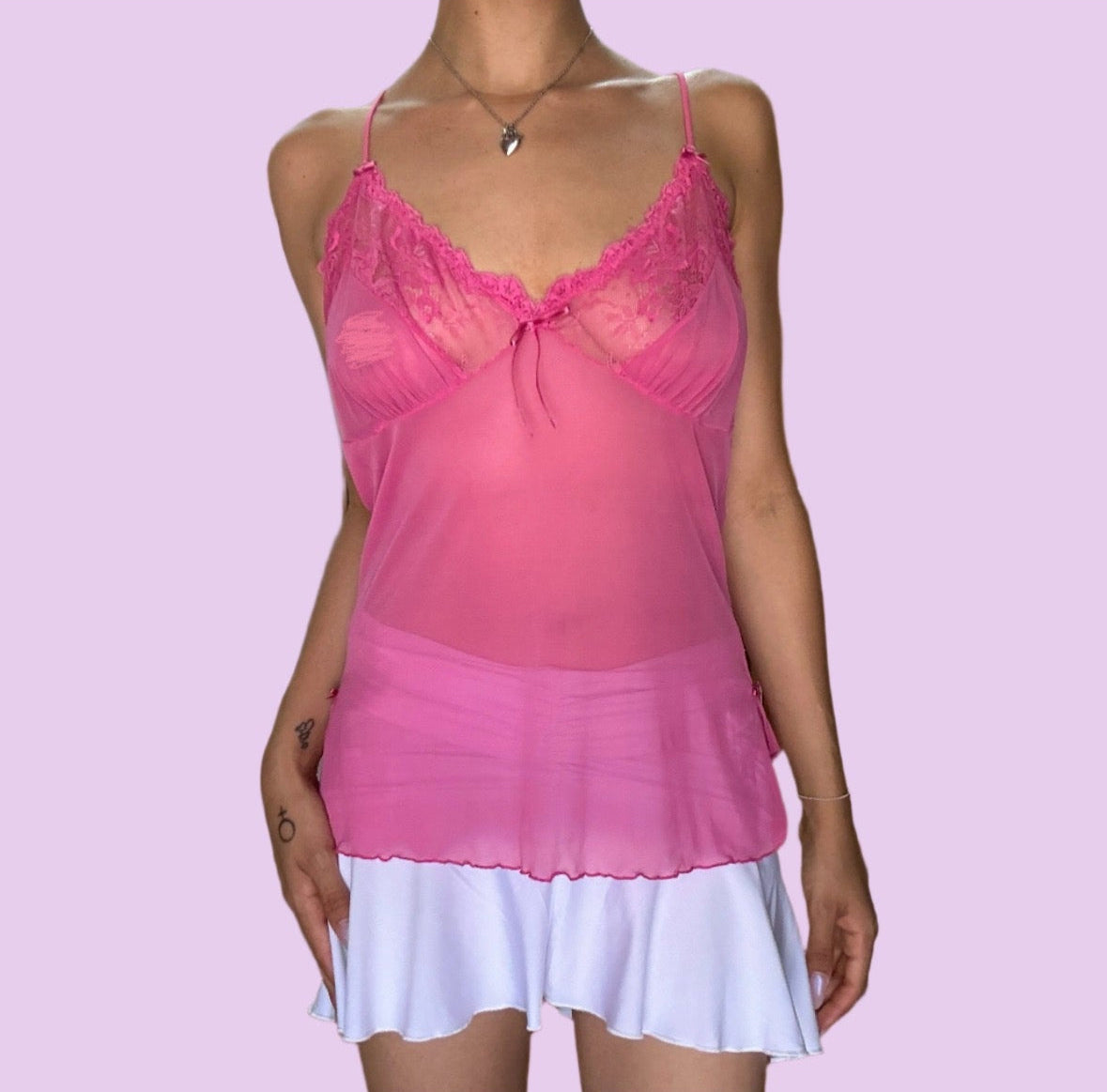 Strawberry Pink Lace Cami