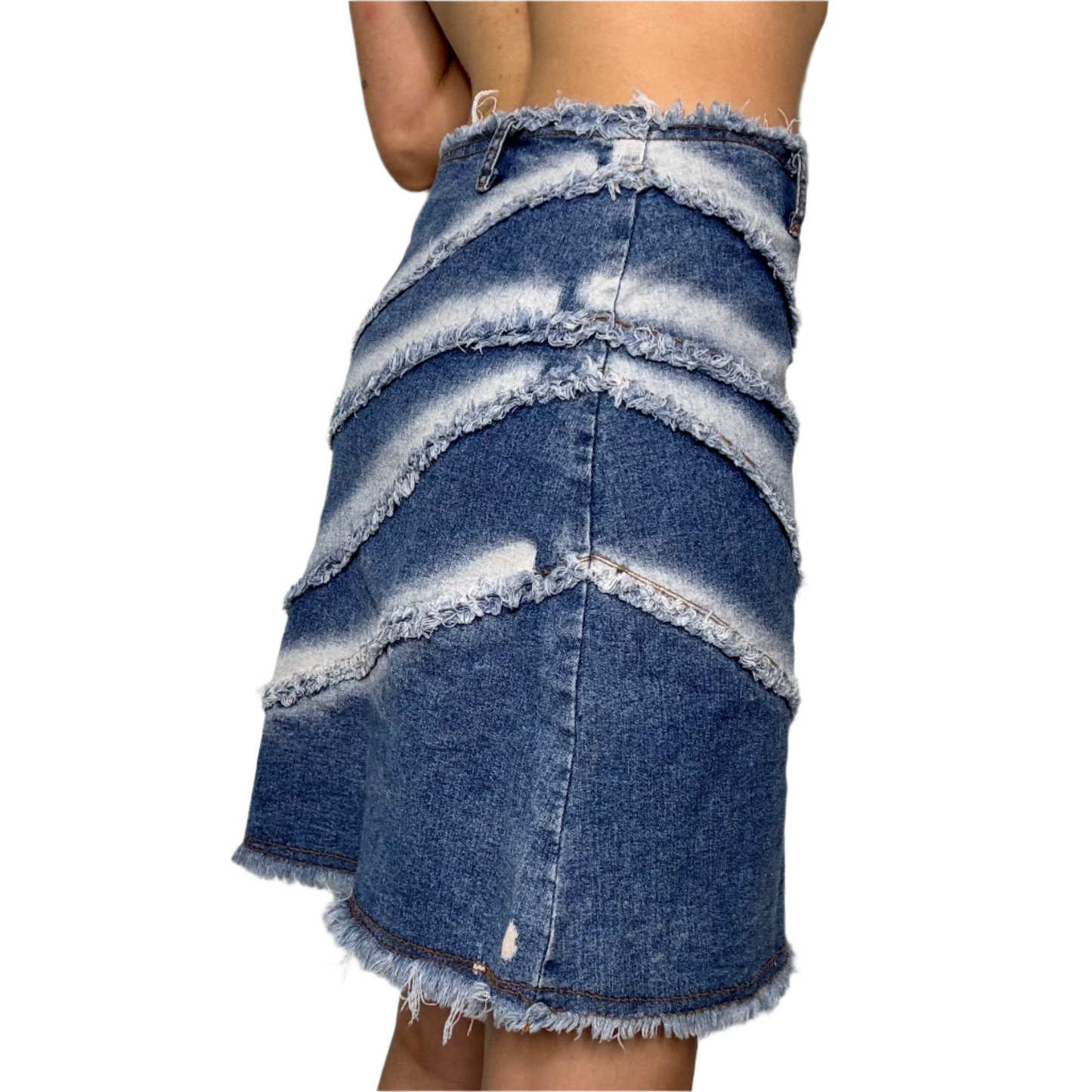Y2K Bleach Frayed Skirt