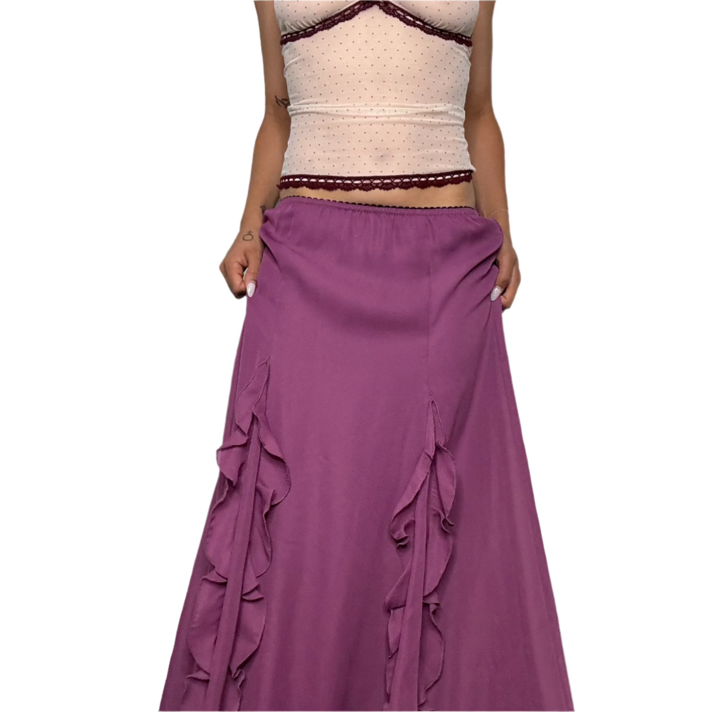Purple Ruffle Maxi Skirt