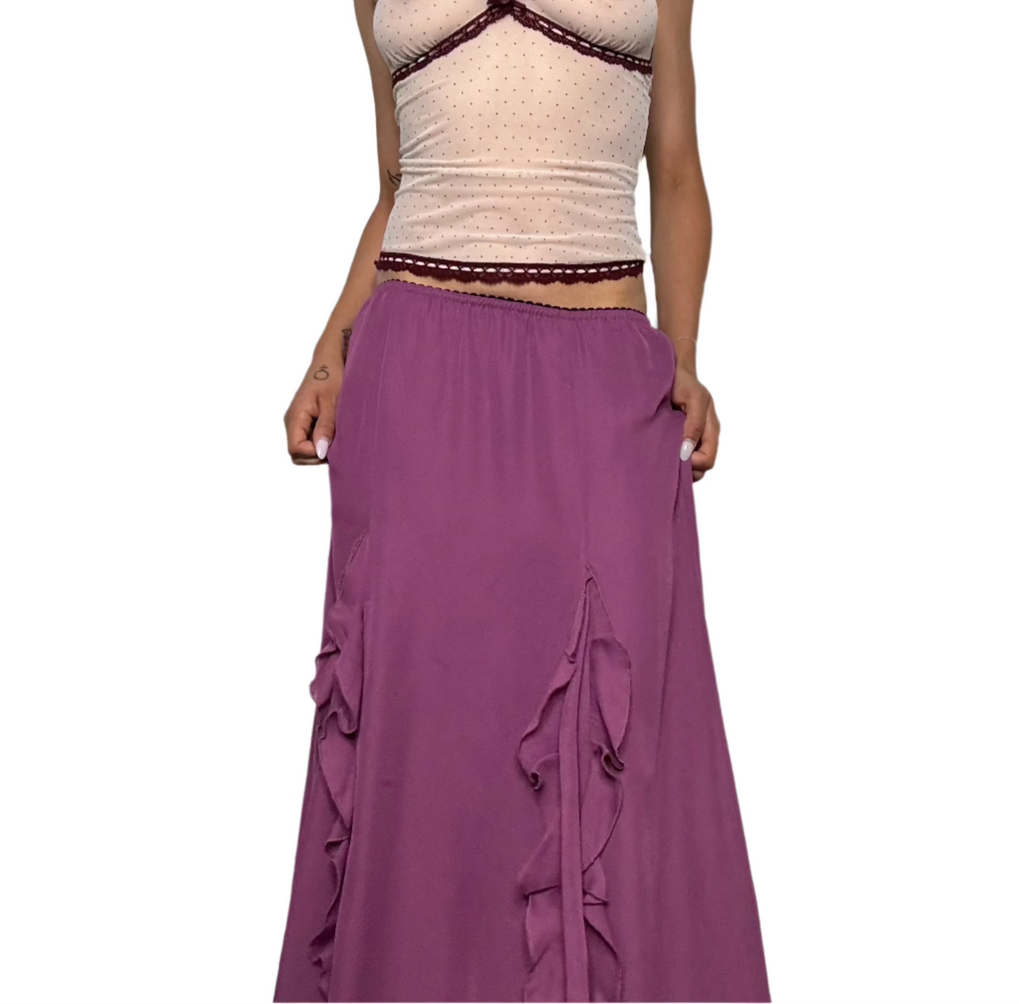 Purple Ruffle Maxi Skirt
