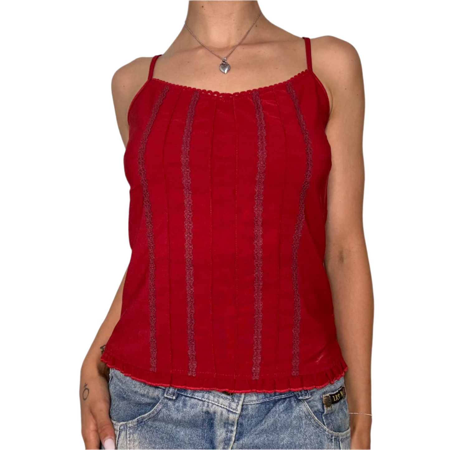 Red Lace Trim Bustier