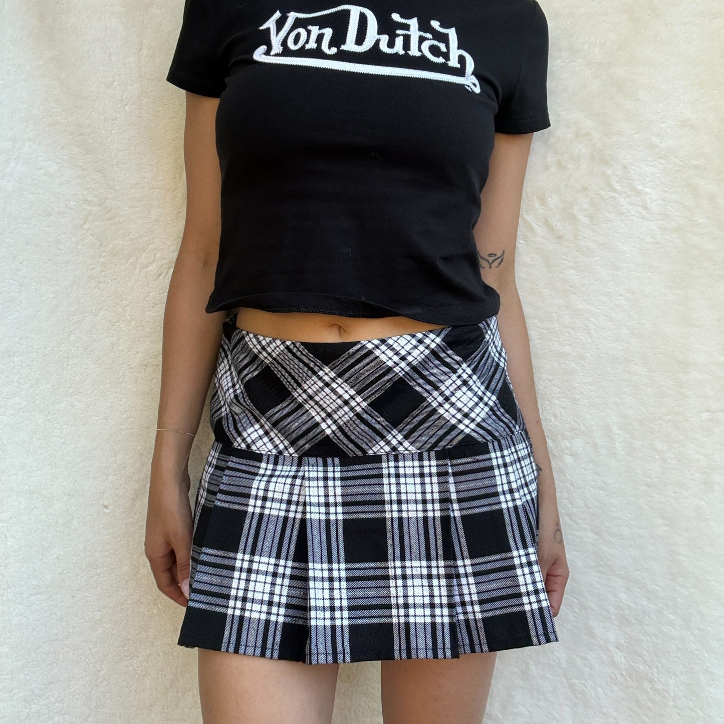 B&W Plaid Mini Skirt