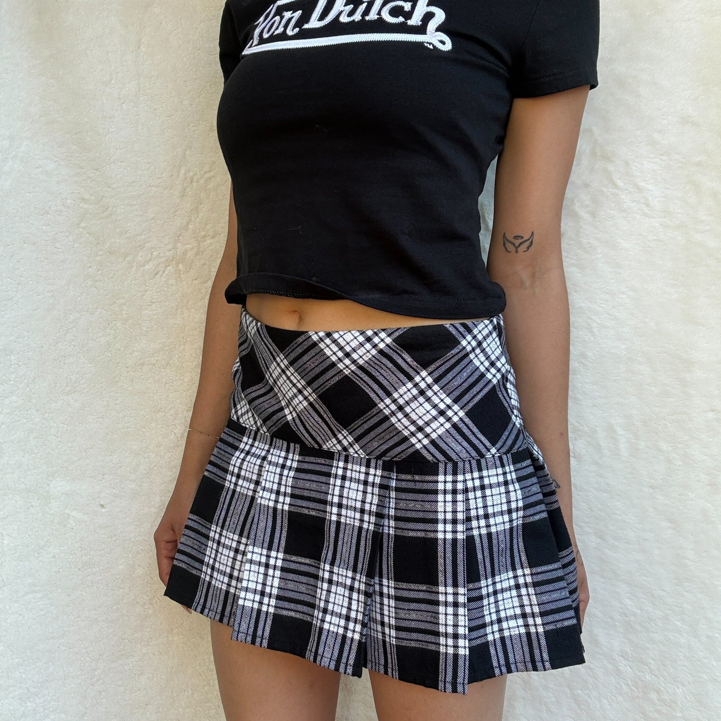 B&W Plaid Mini Skirt