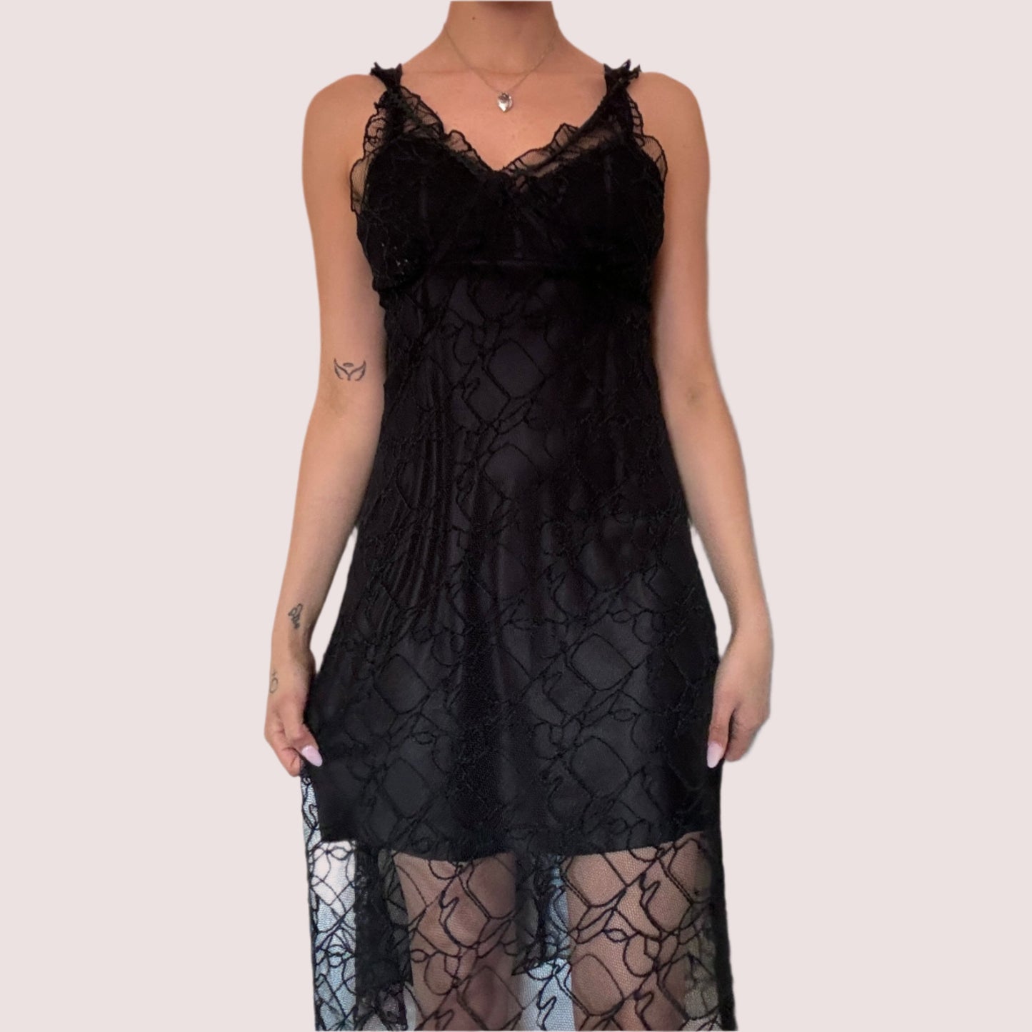 Black Mesh Lace Slip