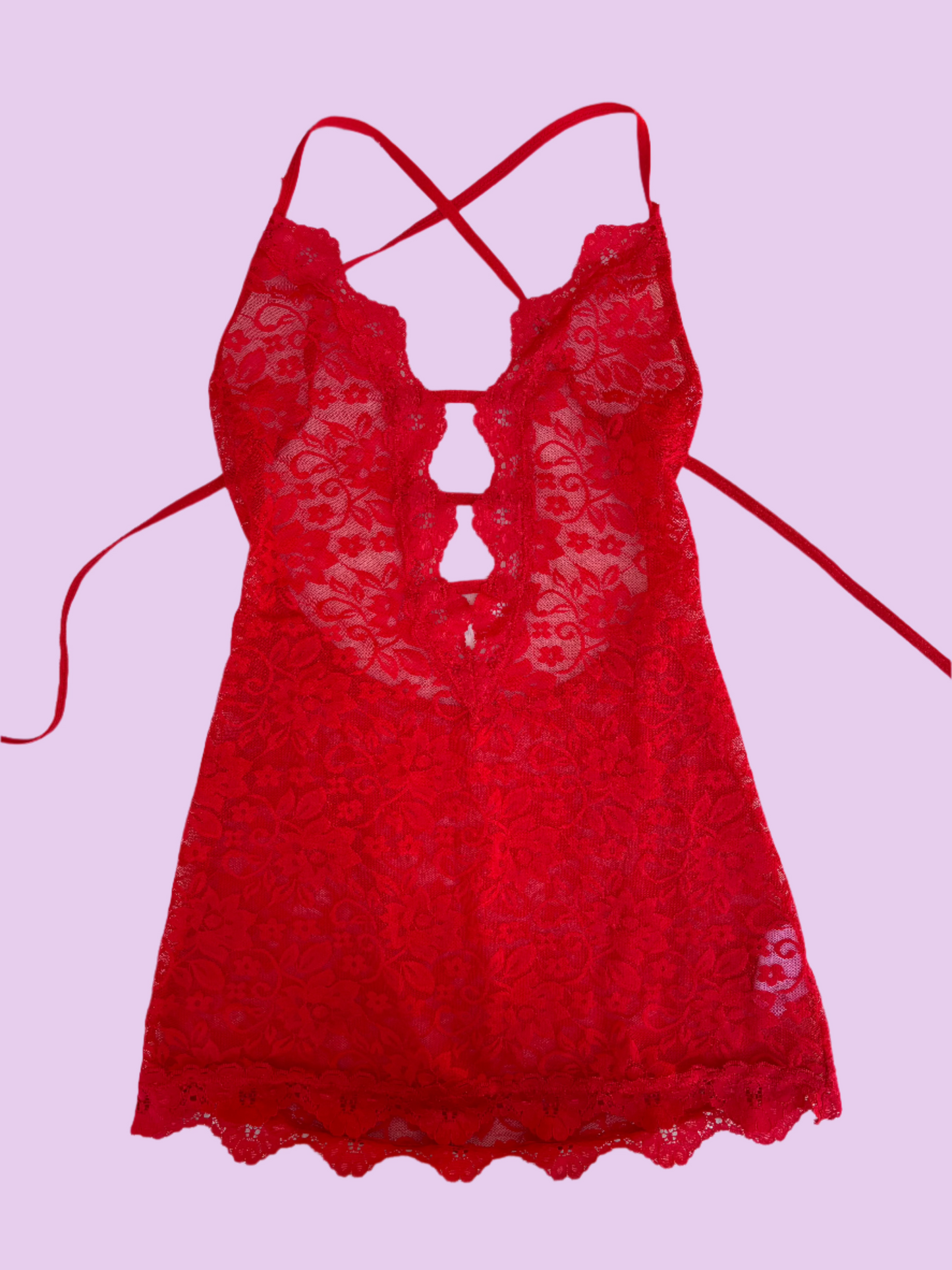 Red Lace Plunge Top