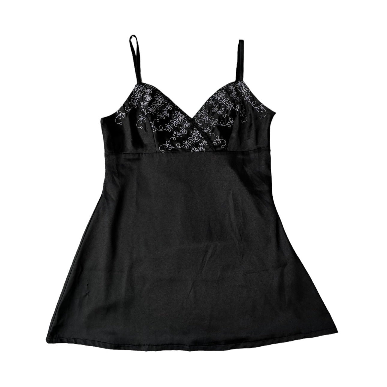 Satin Embroidery Slip Dress