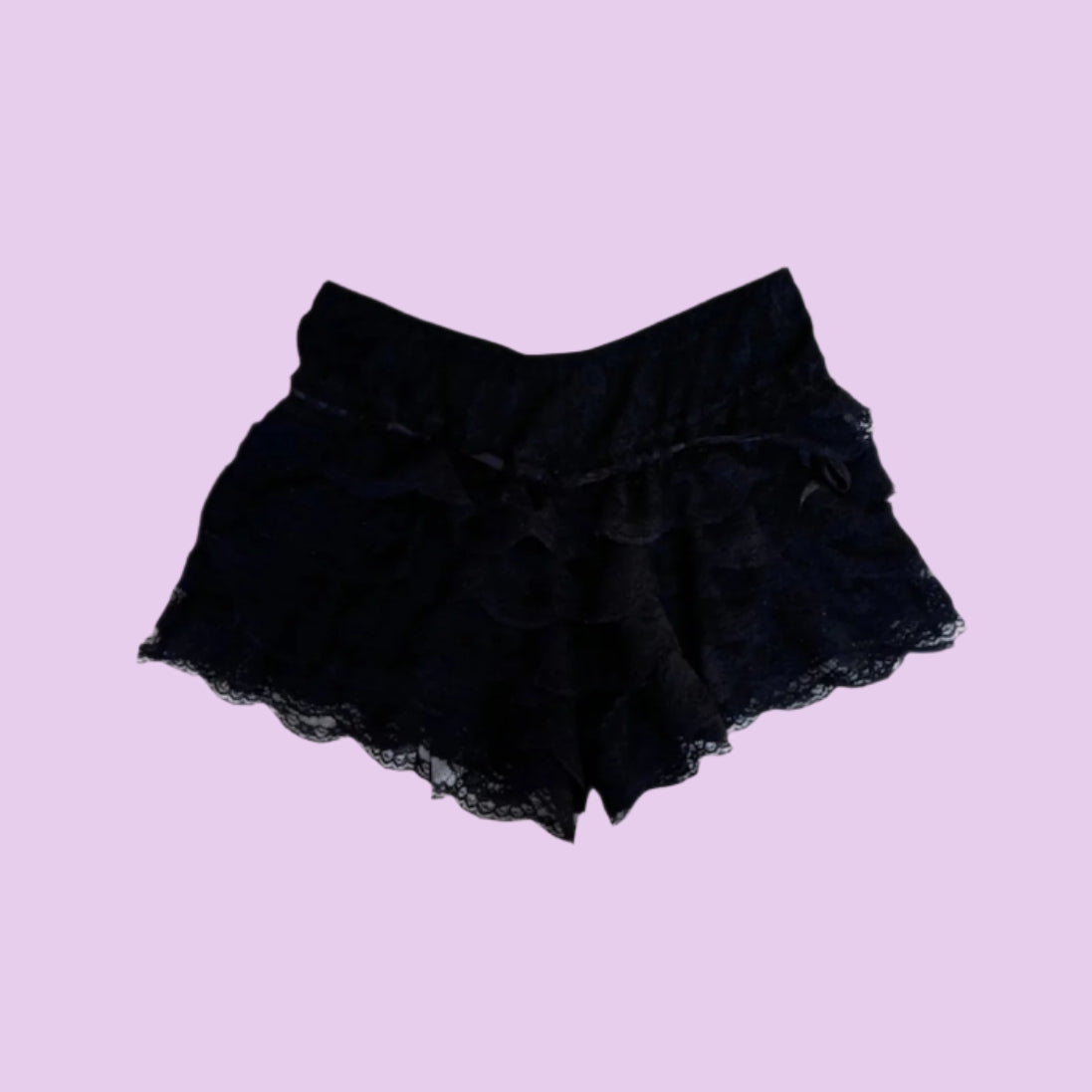 Black Lace Ruffle Shorts