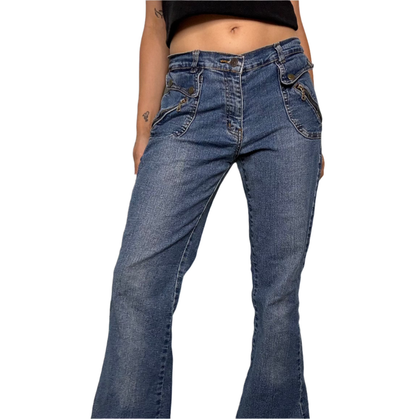 Y2K Zip Detail Jeans