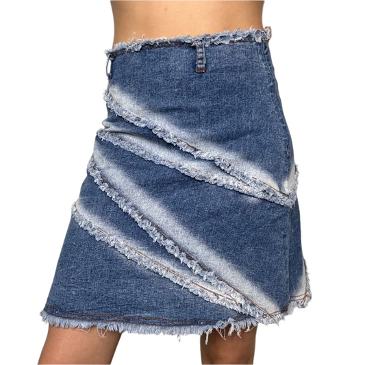 Y2K Bleach Frayed Skirt