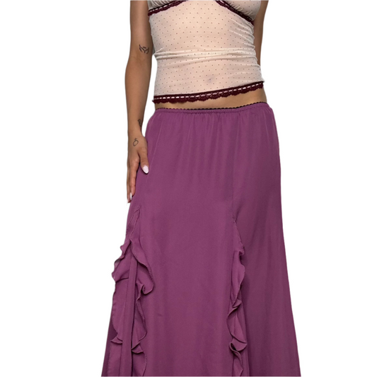 Purple Ruffle Maxi Skirt