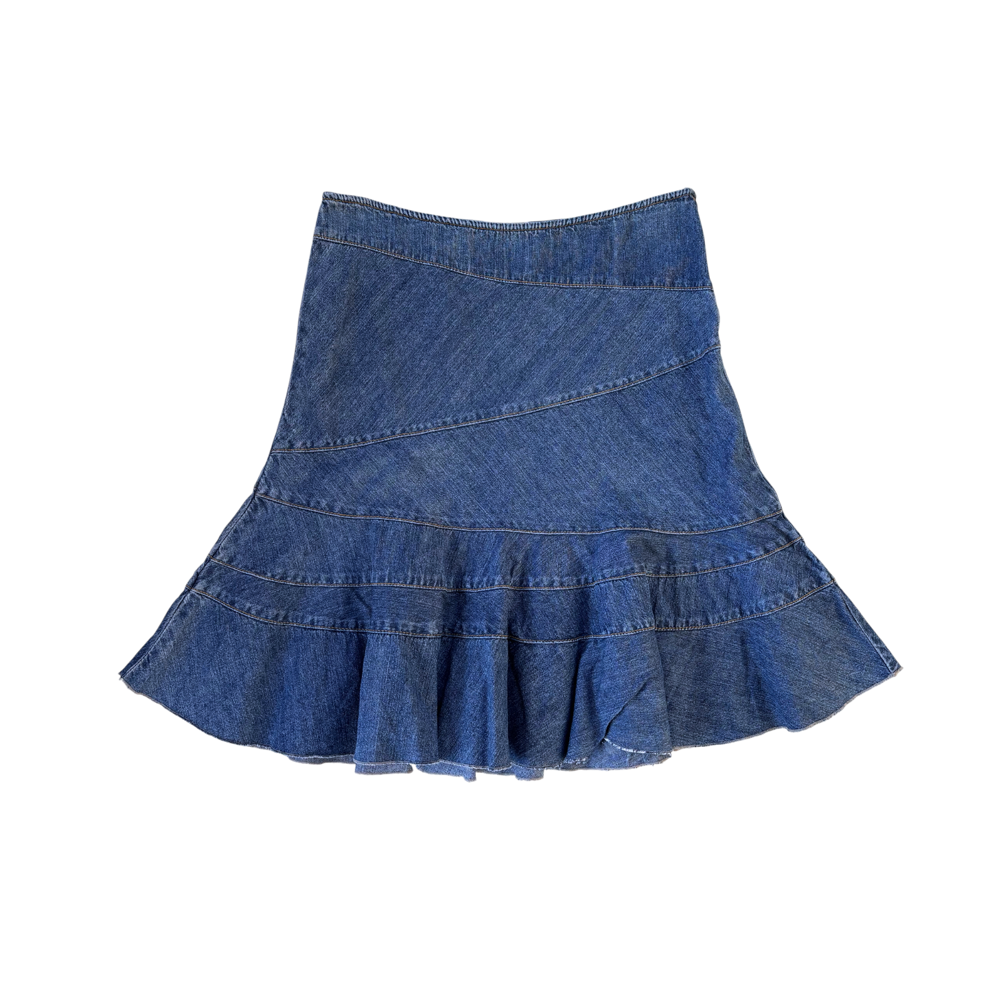 DKNY Ruffle Denim Skirt