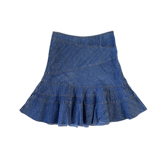 DKNY Ruffle Denim Skirt
