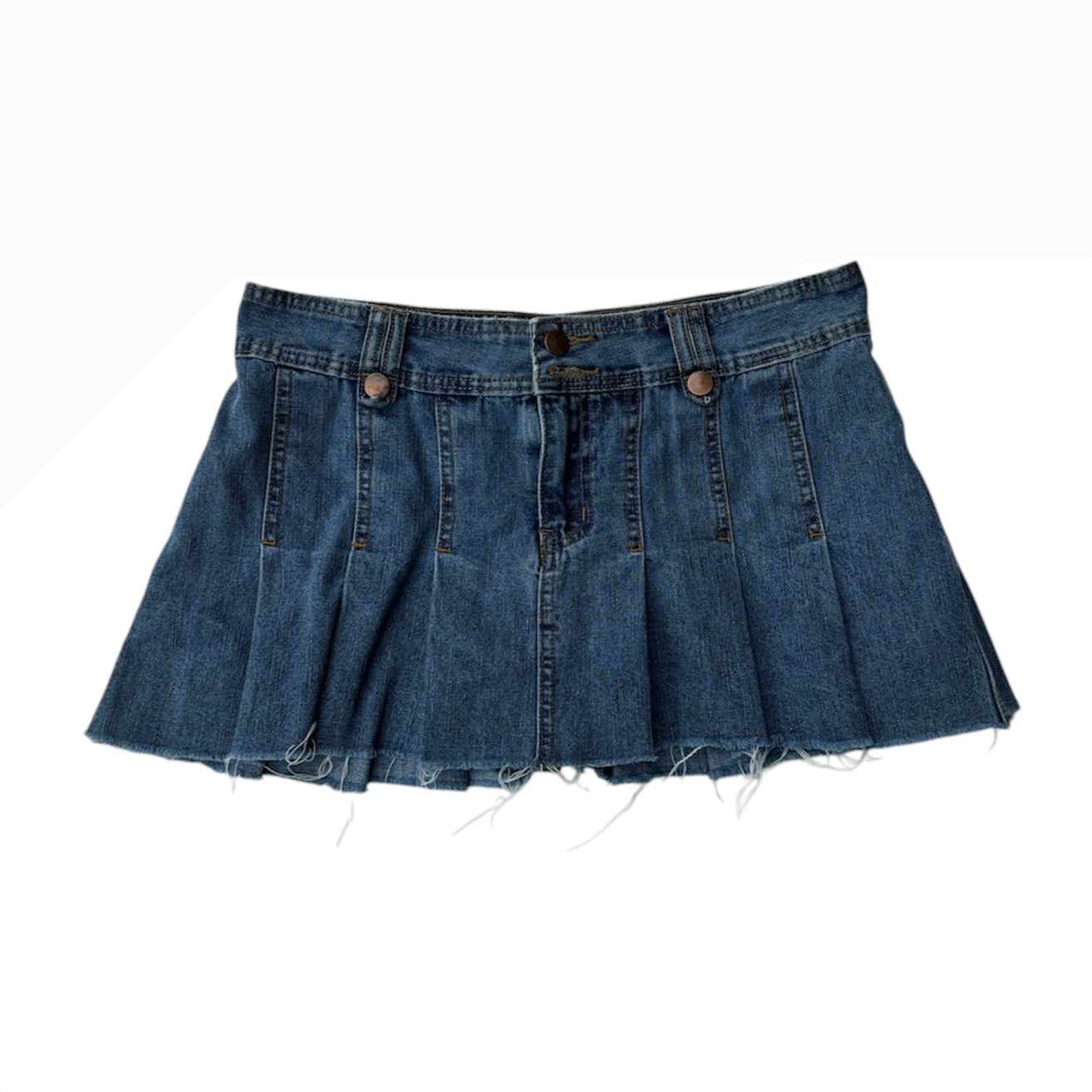 Pleated Denim Mini Skirt