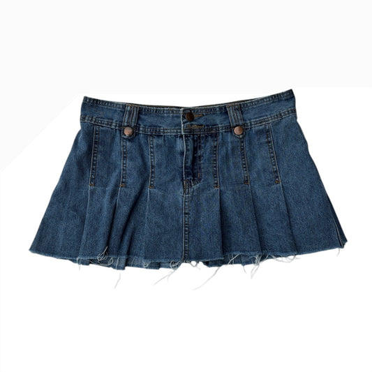 Pleated Denim Mini Skirt